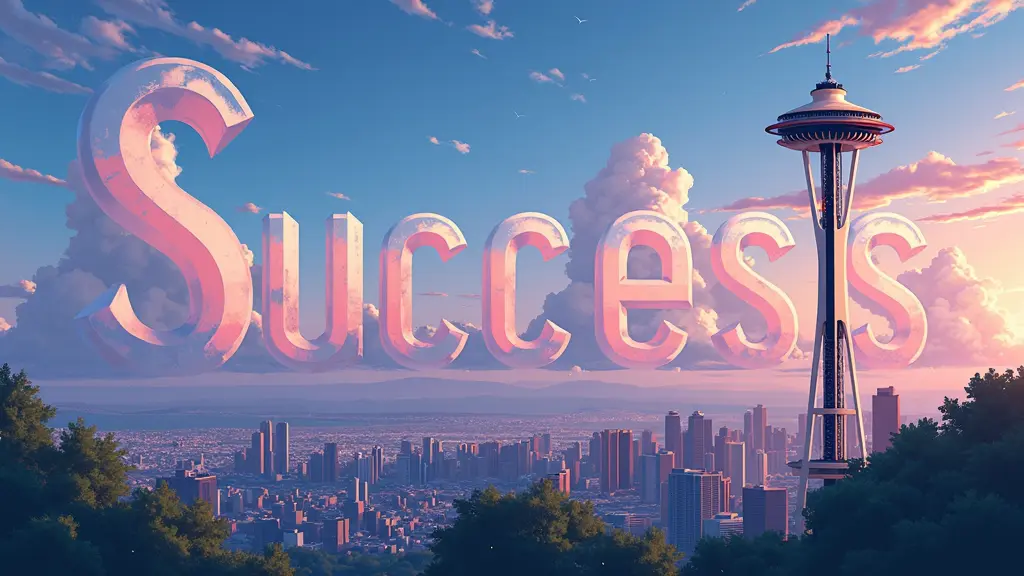 The word 'success' in front of the Space Needle